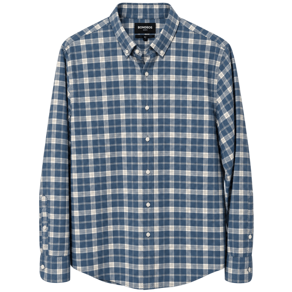 Blue Plaid Button-Down Shirt